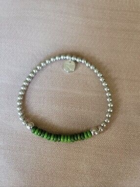 Rustic Cuff Liz Bright Green And Silver Bracelet